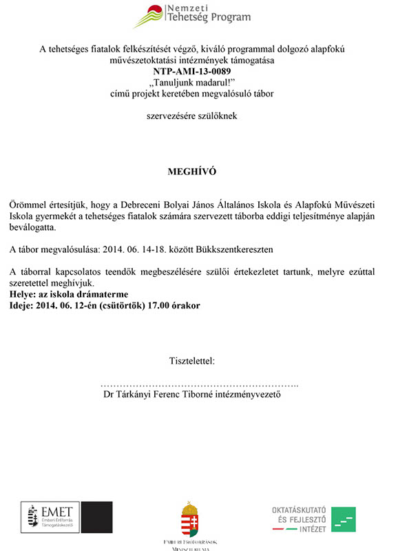 zMeghívó szülőire