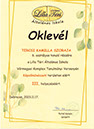 oklevél Tercsi Kamilla